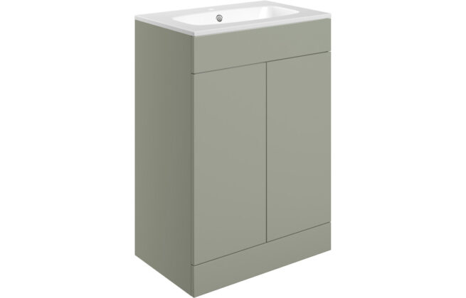 Sable 615mm Floor Standing 2 Door Basin Unit & Basin – Matt Olive Green