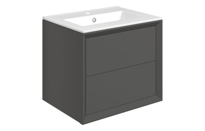 Canopus 615mm Wall Hung 2 Drawer Basin Unit & Basin – Matt Clay