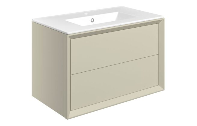 Canopus 815mm Wall Hung 2 Drawer Basin Unit & Basin – Matt Cotton