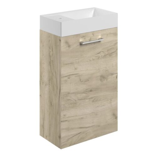 Jupiter 410mm Wall Hung 1 Door Basin Unit & Basin - Oak