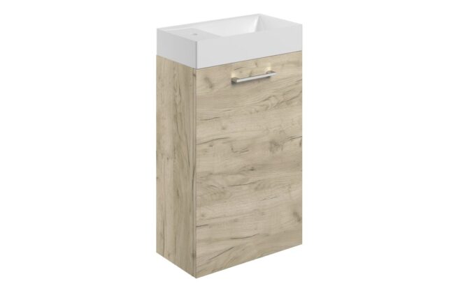 Jupiter 410mm Wall Hung 1 Door Basin Unit & Basin – Oak