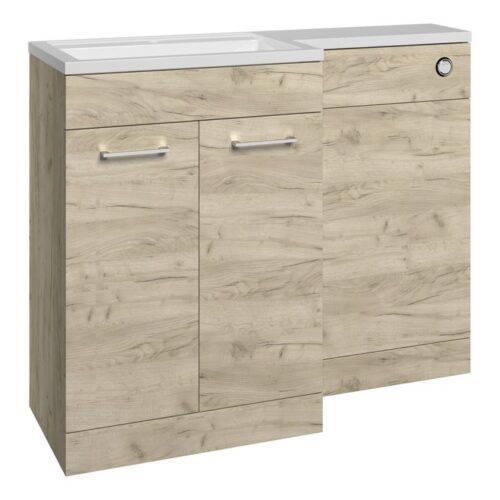 Mythos 1100mm Floor Standing L-Shape Pack & Basin (LH) - Oak