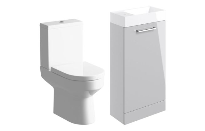 Jupiter 410mm F/S Basin Unit & C/C Toilet Pack – Grey Gloss