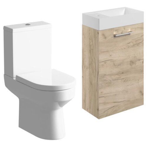 Jupiter 410mm W/H Basin Unit & C/C Toilet Pack - Oak
