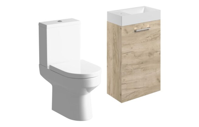 Jupiter 410mm W/H Basin Unit & C/C Toilet Pack – Oak