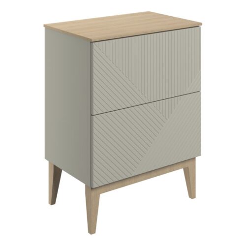 Vega 610mm Floor Standing 2 Drawer Basin Unit & Maple Oak Effect Worktop - Matt Oat