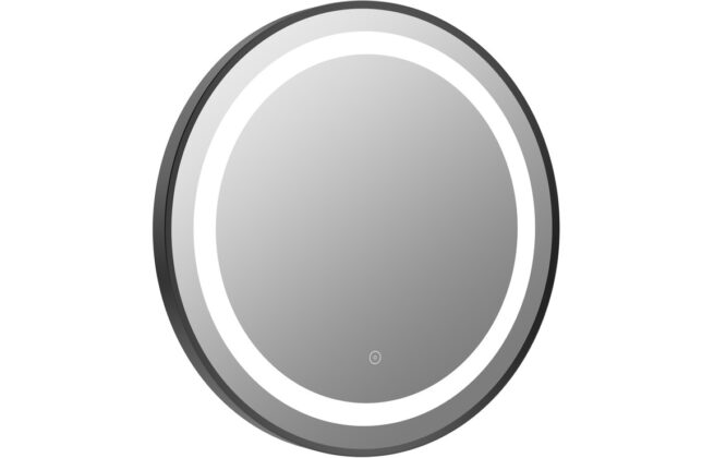 Hurley 600mm Round Front-Lit LED Mirror – Matt Black