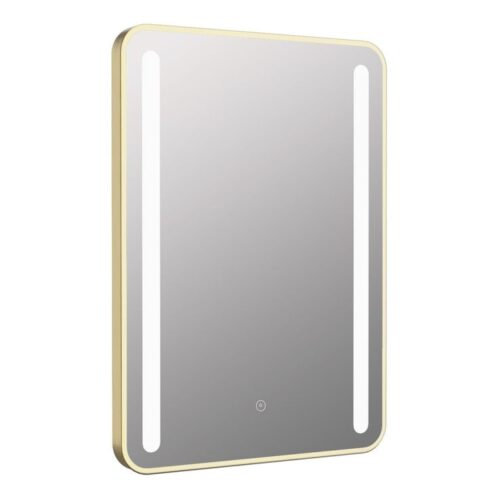 Polaris 500x700mm Rounded Front-Lit LED Mirror - Brushed Brass