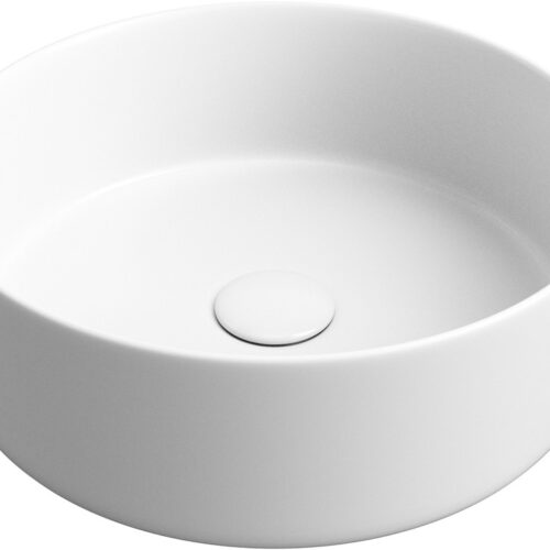 October 355mm Ceramic Round Washbowl & Waste - Matt White