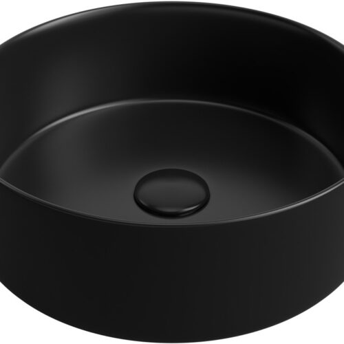 October 355mm Ceramic Round Washbowl & Waste - Matt Black