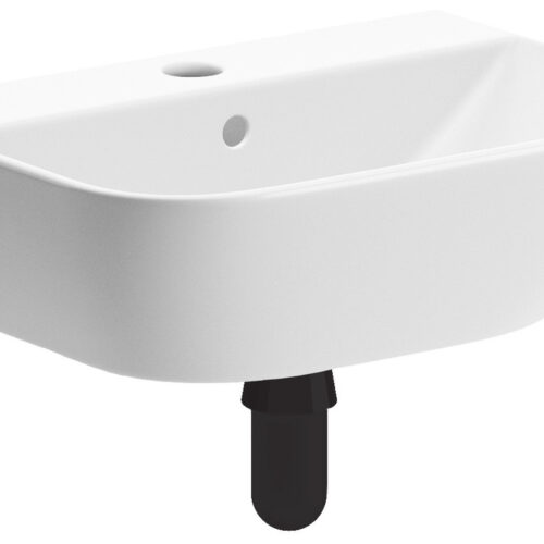 April 450x320mm 1TH Cloakroom Basin & Black Bottle Trap