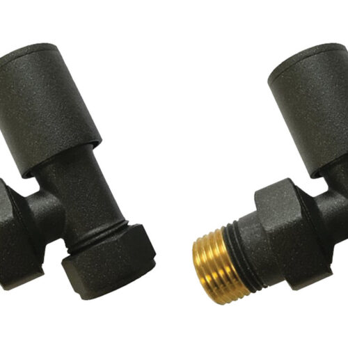 Patterned Anthracite Radiator Valves - Angled