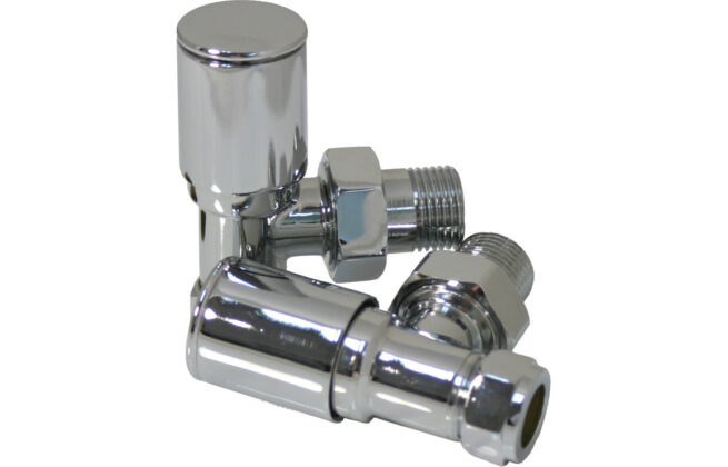 Patterned Chrome Radiator Valves – Angled