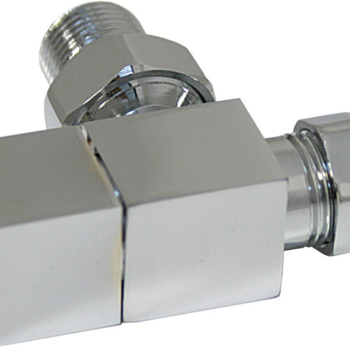 Square Chrome Radiator Valves - Angled