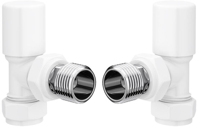 Patterned White Radiator Valves – Angled