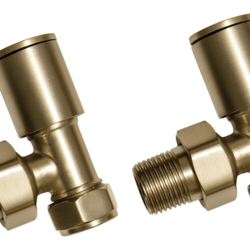 Brushed Brass Radiator Valves - Angled