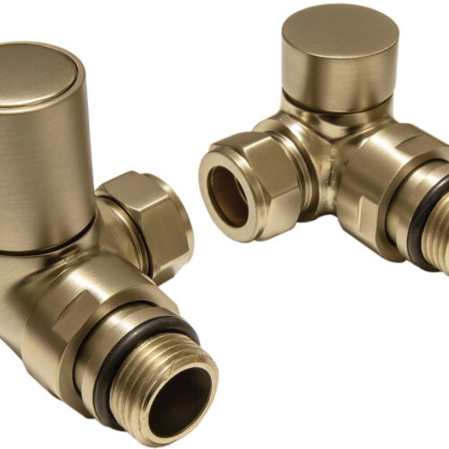 Brushed Brass Radiator Valves - Corner