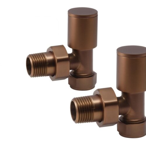 Patterned Brushed Bronze Radiator Valves - Angled