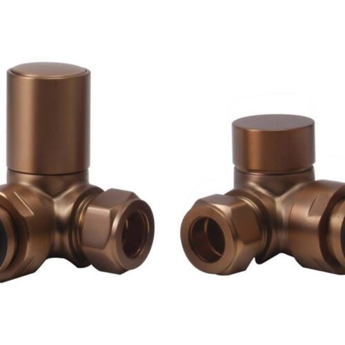 Patterned Brushed Bronze Radiator Valves - Corner