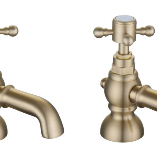 Newport Bath Pillar Taps - Brushed Brass