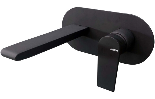 Vema Timea Wall Mounted Basin Mixer – Matt Black