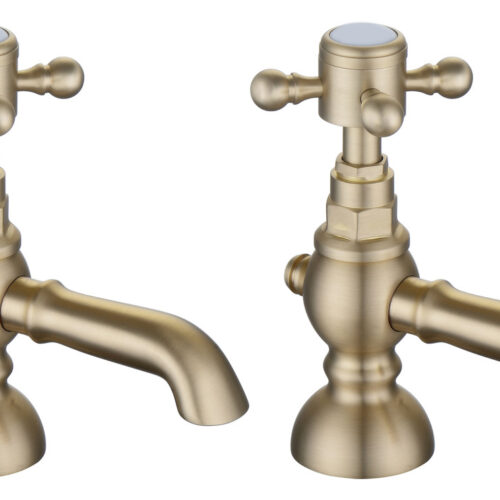 Newport Basin Pillar Taps - Brushed Brass