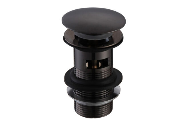 Slotted Basin Push Button Waste – Matt Black
