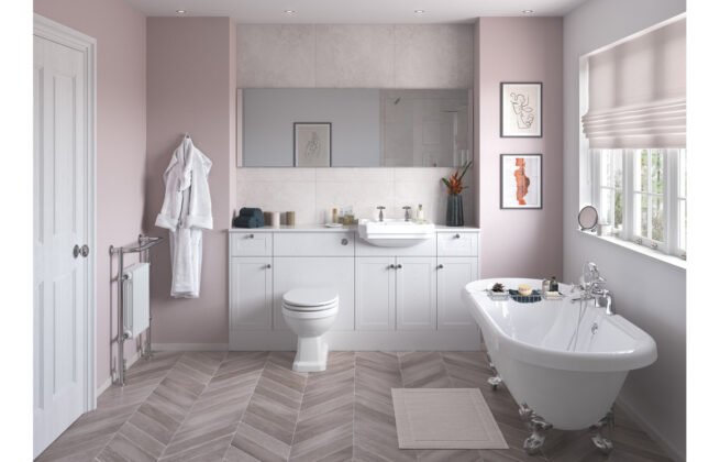 Reno 1542mm Basin  WC & 1 Door Unit Pack (RH) – Satin White Ash