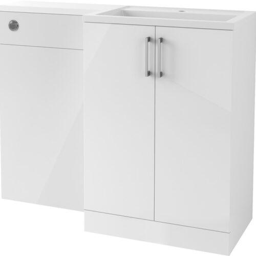 Reatta 1100mm Basin Unit  Basin & WC Pack (RH) - White Gloss