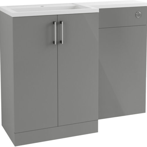 Reatta 1100mm Basin Unit  Basin & WC Pack (LH) - Grey Gloss