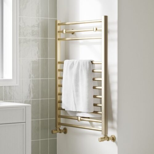Stone Straight 30mm Ladder Radiator (500x800x30mm) - Brushed Brass