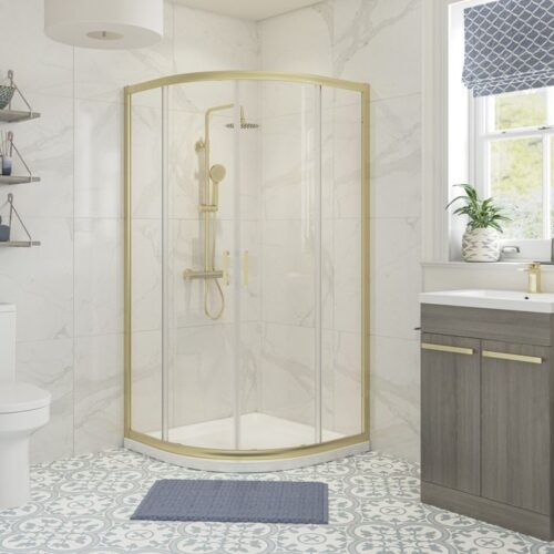 Royal 800mm 2 Door Quadrant - Brushed Brass