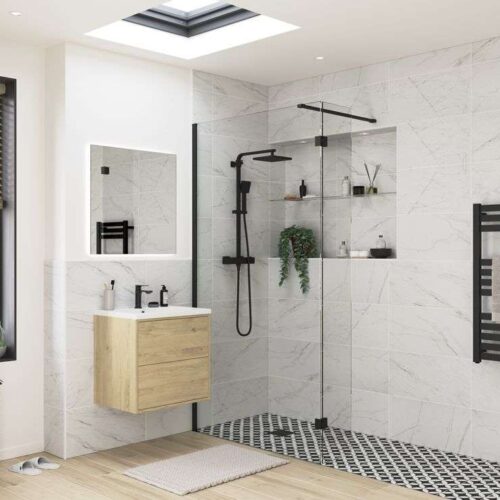 Latin Optional 300mm Wetroom Splash Panel - Black