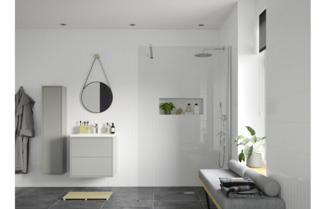 Latin 760mm Wetroom Panel & Support Bar – Chrome