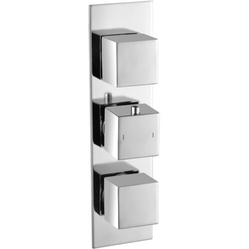 Rhomba Slim Plate Thermostatic Triple Shower Valve - Three Outlet