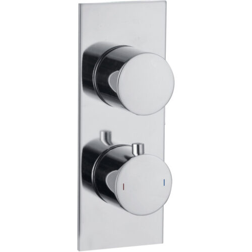 Avalon Slim Plate Thermostatic Twin Shower Valve - Two Outlet