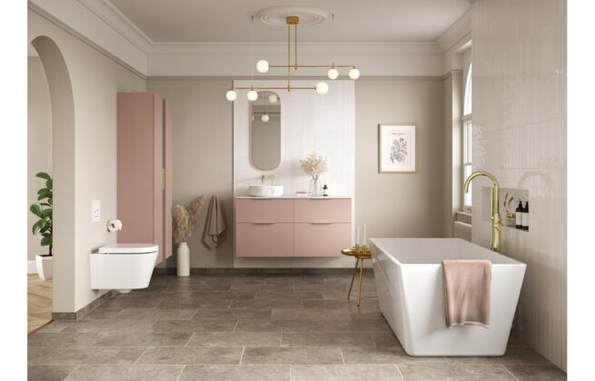 Sable 1180mm Floor Standing 4 Door Basin Unit (No Top) – Matt Antique Rose