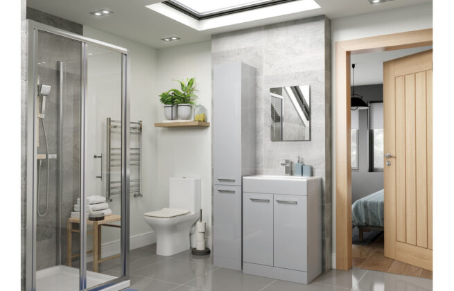 Jupiter 1180mm Wall Hung 2 Drawer Basin Unit Run (No Top) – Grey Gloss