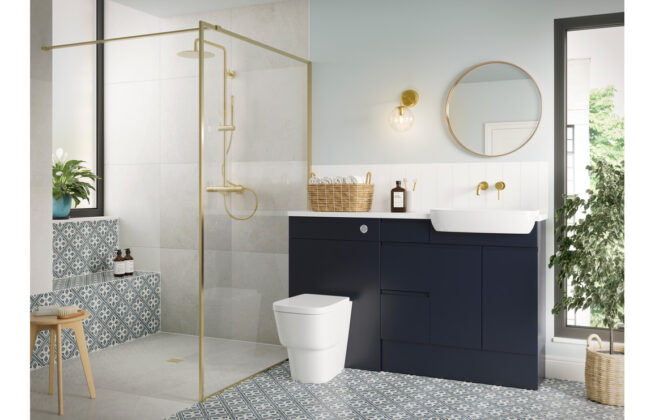 Mirage 1242mm Basin & WC Unit Pack (RH) – Matt Indigo Blue