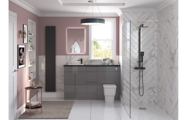 Mirage 1542mm Basin  WC & 1 Door Unit Pack (RH) – Onyx Grey Gloss