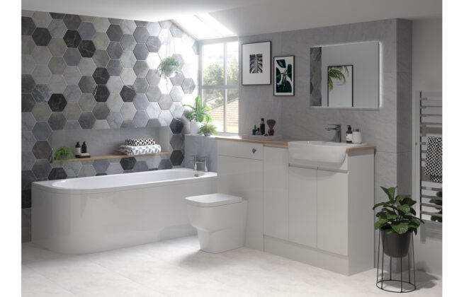 Mirage 1242mm Basin & WC Unit Pack (LH) – Pearl Grey Gloss