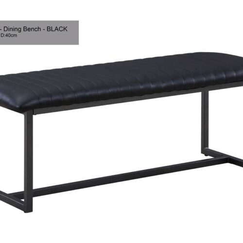 Vintage Styled Black PU Leather Dining Bench