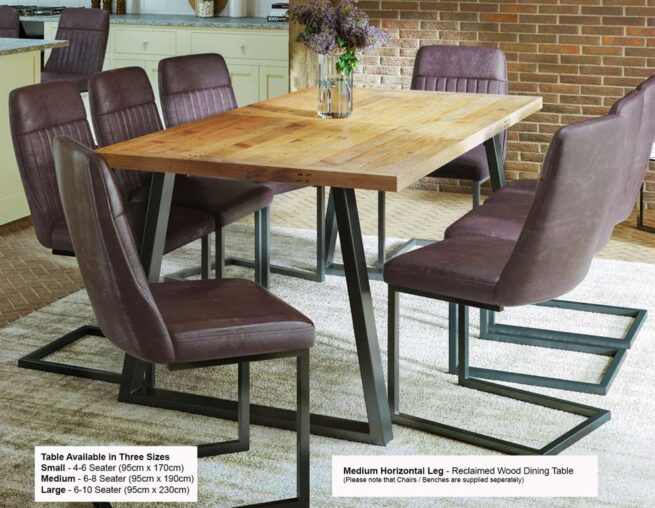 Urban Elegance – Reclaimed MEDIUM (Horizontal Leg / 95cm x 190cm top)