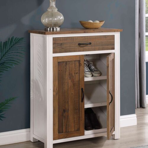 White - Shoe Storage Cupboard With Drawer