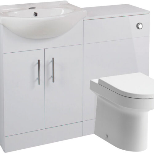 Christopher 650mm Basin Unit & WC Unit Pack - White Gloss