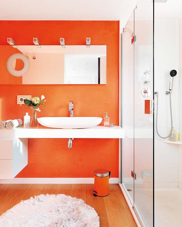 Unexpected Colour - Orange bathroom