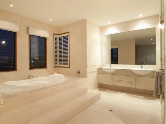 a modern styled bathroom