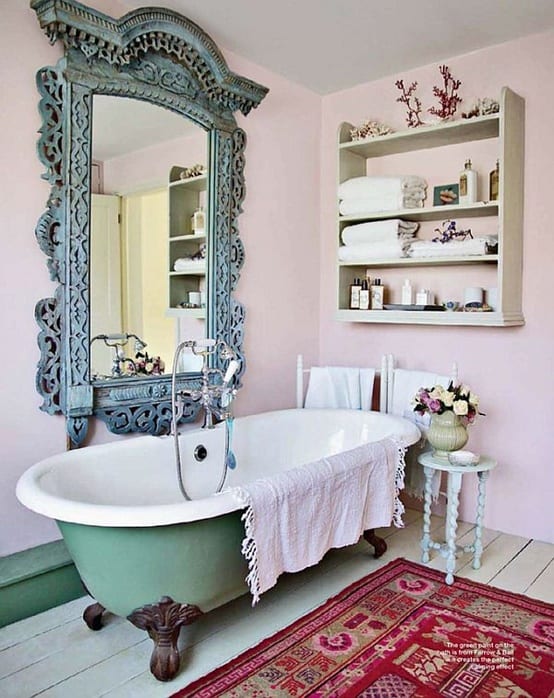 blue bathroom mirror
