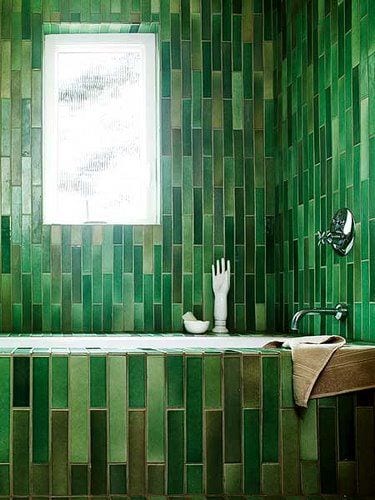 matte green bathroom tile