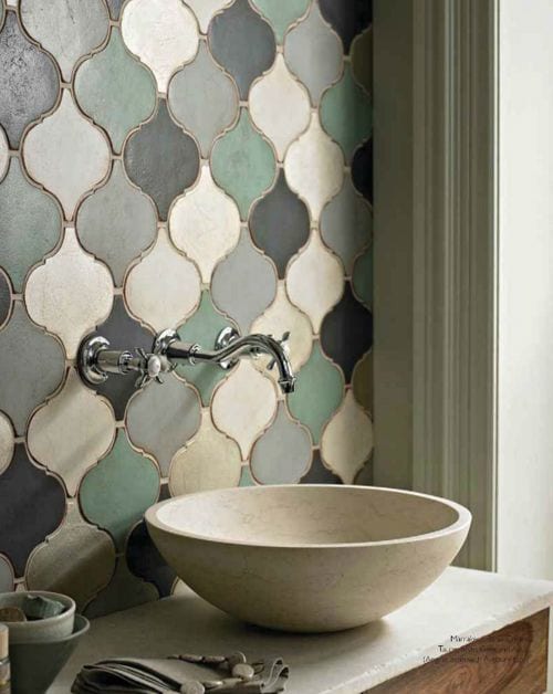 moroccan tiles and bowl basin